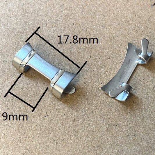 17.8x9mm Silver Polished Curved End Links Spring Bars Bracelet Watch Band Strap#1023