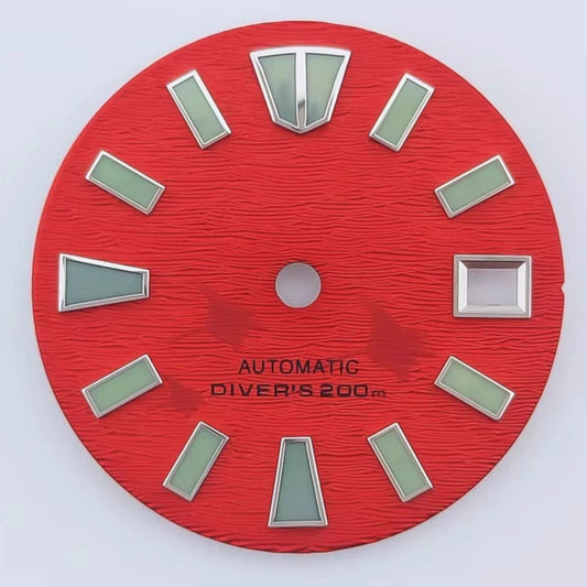 29mm Green Lume Red Watch Dial Fit For NH35 NH36 Movement No Logo