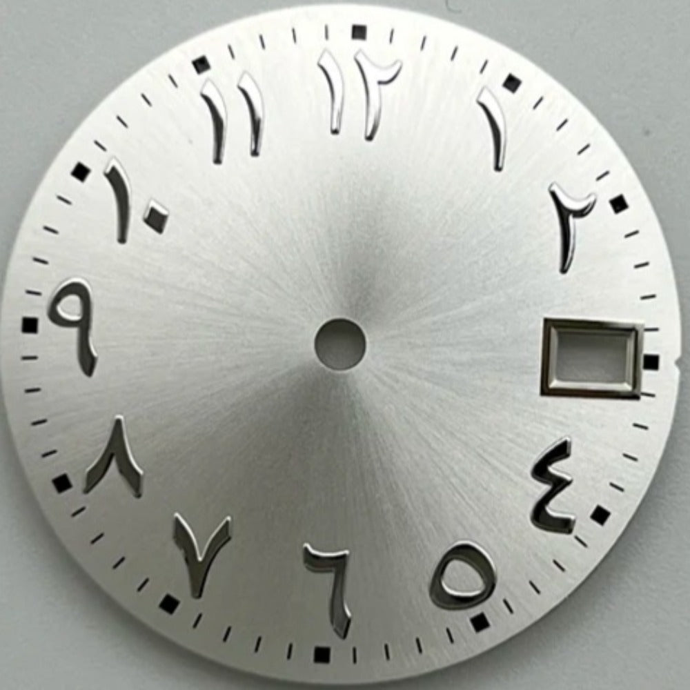 28.5mm Silver Modified Arabic No Lume Watch Dial Fit for NH35 NH36 4R35 4R36