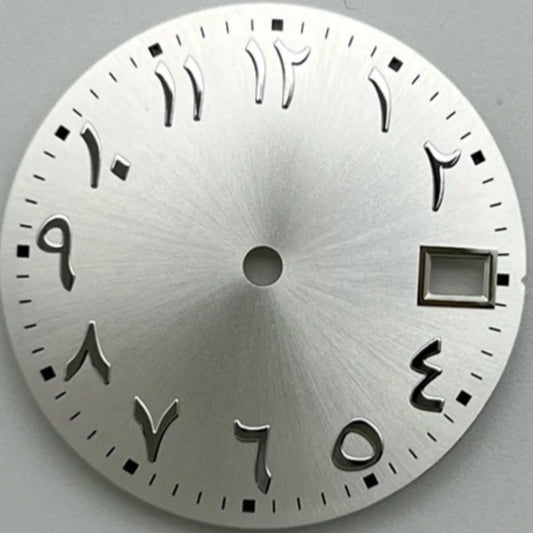 28.5mm Silver Modified Arabic No Lume Watch Dial Fit for NH35 NH36 4R35 4R36