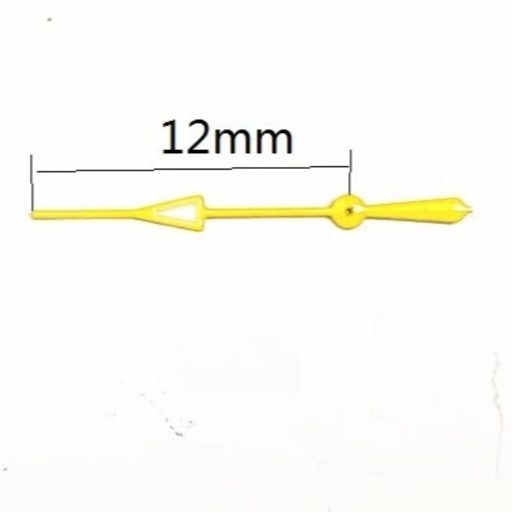 Set of 3 yellow 12mm second hands for Miyota OS10 OS20 OS30 watch movements, precise timekeeping accents.