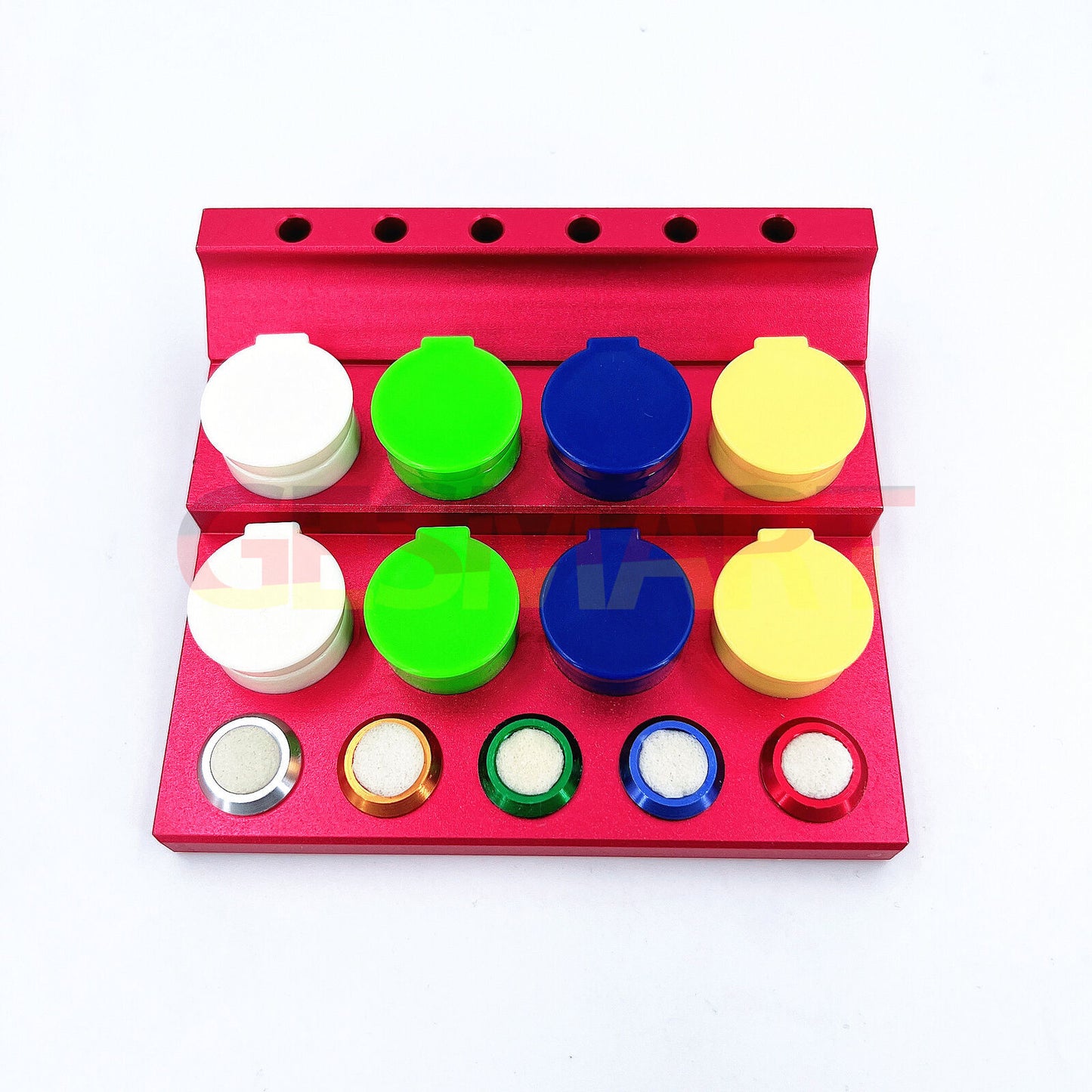 Die-cast alloy oil cup stand with 8 containers for watch repair - model 30180.