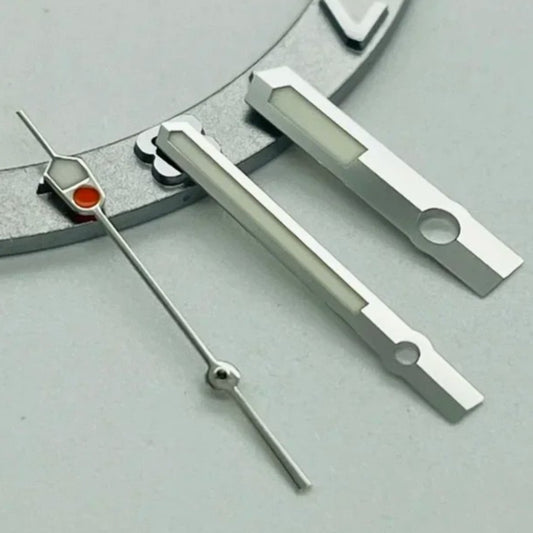 Silver Trim+Orange Pointed Second Hands Green Lume Watch Hands Fit for NH35 NH36