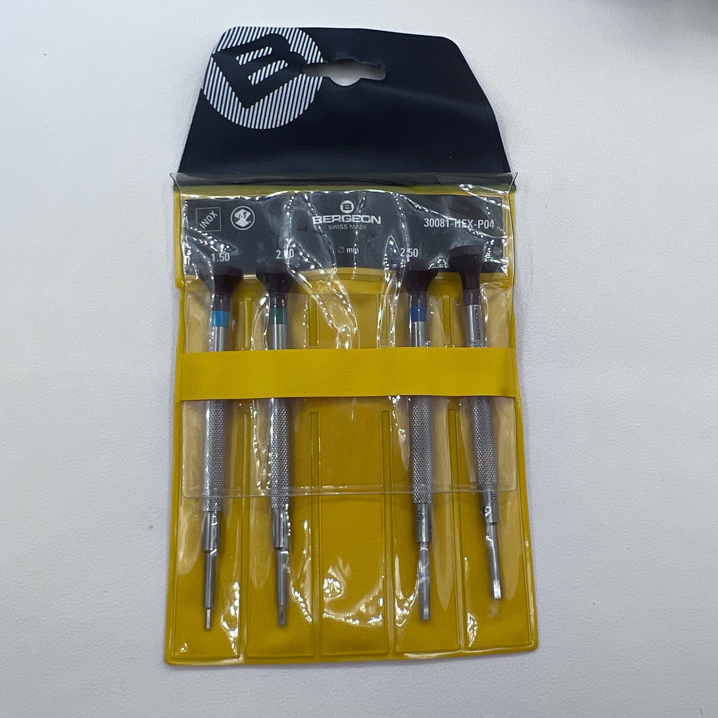 Swiss Bergeon 30081-HEX-P04 Hex Blade Screwdrivers Set of 4