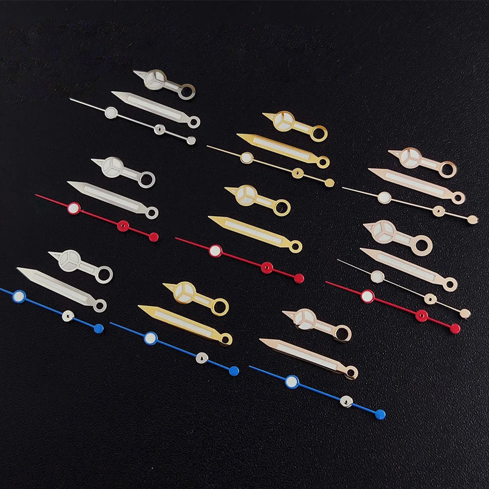 Blue-green luminous watch hands compatible with NH35, NH36, ETA 2836, 2824, Miyota 8205, 8215 movements.