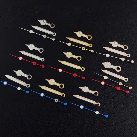 Blue-green luminous watch hands compatible with NH35, NH36, ETA 2836, 2824, Miyota 8205, 8215 movements.