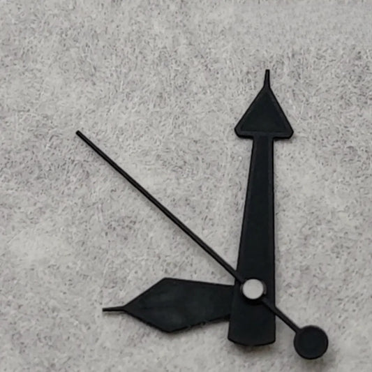 Black 14mm watch hands set with no lume, compatible with NH35, NH36, 4R36/35 movements.
