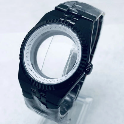 Gold 40mm Land-Dwellwe 904L Watch Case+Strap Sapphire Glass For NH34 NH35 NH36