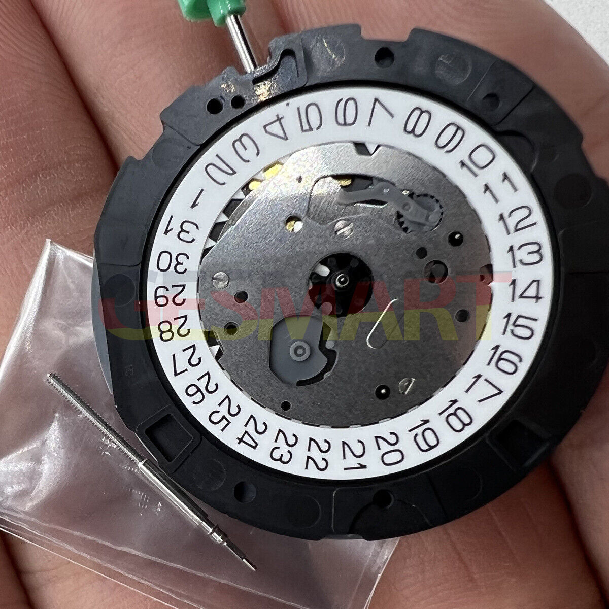 Miyota OS20 quartz watch movement with date display, Japan-made precision for watchmakers and repair.