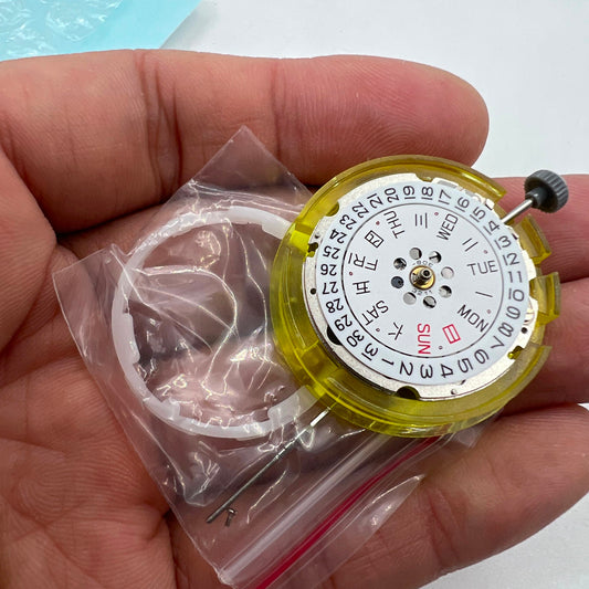 Miyota Citizen 8205 automatic mechanical watch movement with silver plated finish, precision timekeeping.