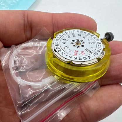 Miyota Citizen 8205 automatic mechanical watch movement with silver plated finish, precision timekeeping.