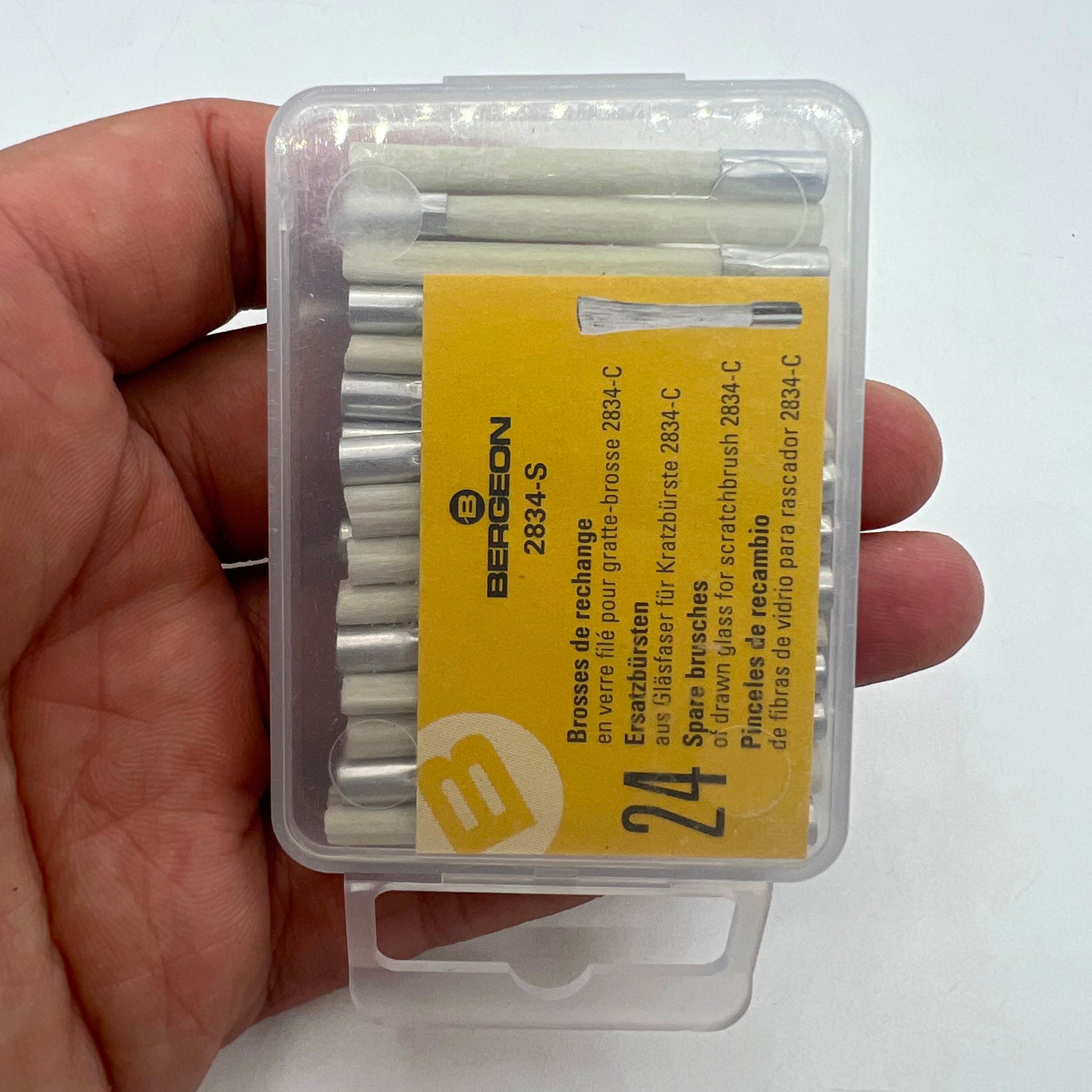 Bergeon 2834-S glass fibre brush refills, pack of 5, for precise watch accessory cleaning and maintenance.