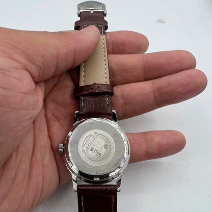 Beijing 36mm Double Rhomb manual mechanical watch with silver case and silver hour markers, classic style.