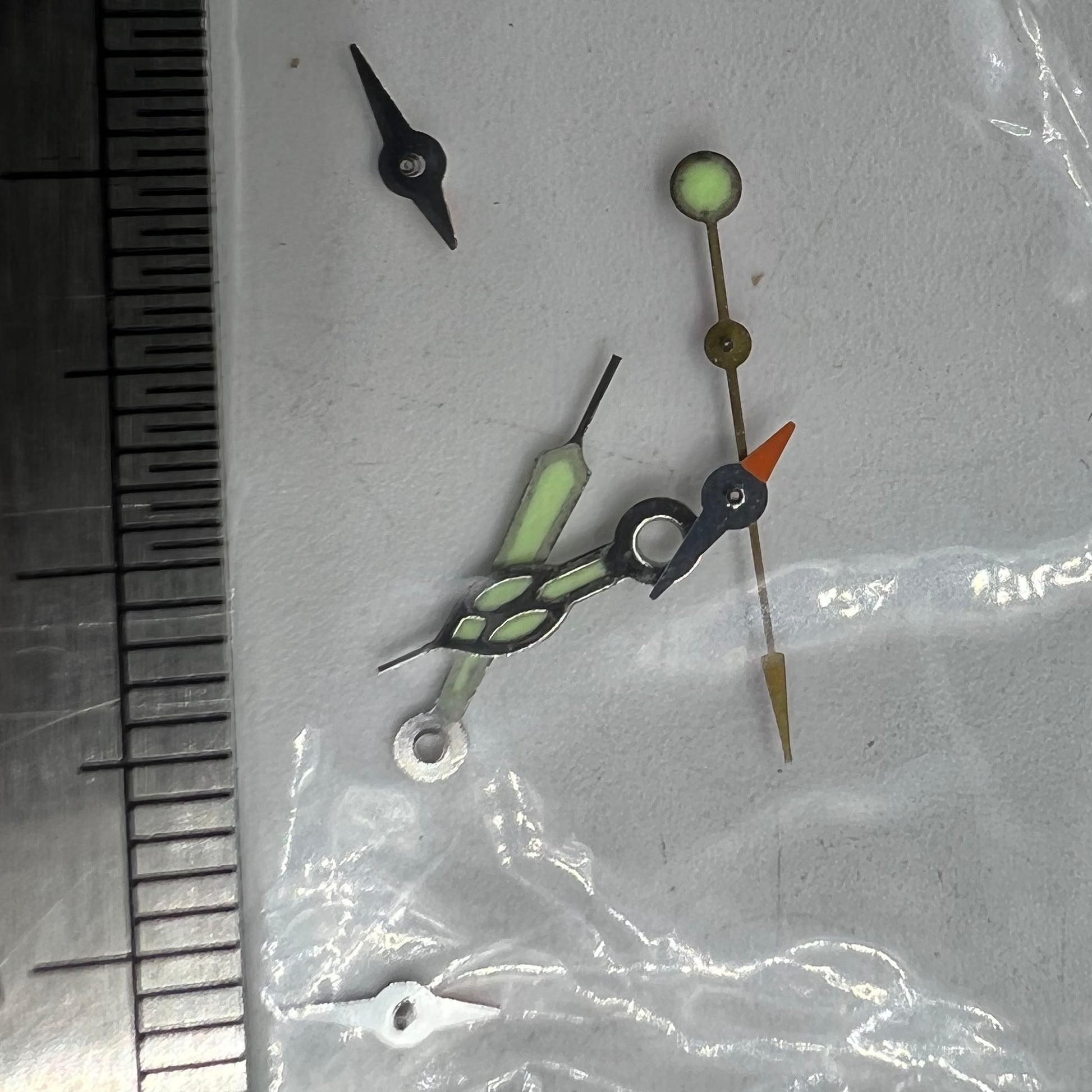 Red second hand with 11.5mm length and green luminous tip for Miyota OS10, OS20, OS60, OS80 watches.