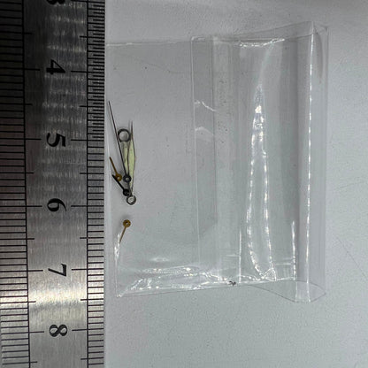 Silver-trimmed green lume watch hands for Miyota OS60 movement with precise 15x13x9mm size, Brand included.