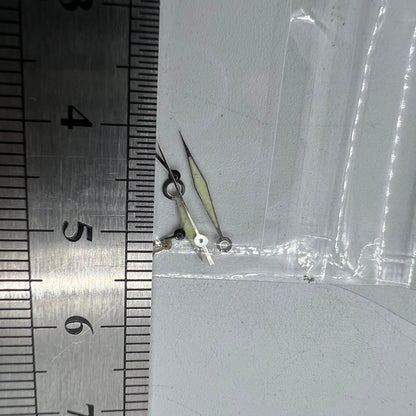 Silver-trimmed green luminous watch hands for Miyota OS60, precise 15x13x9mm size by BrandName.