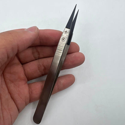 Stainless Steel Carbon Fiber Head Tweezers for precise watch repair