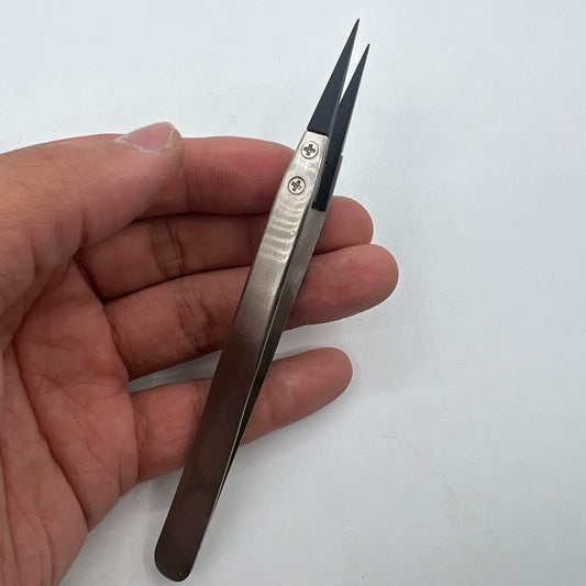 Stainless Steel Carbon Fiber Head Tweezers for precise watch repair