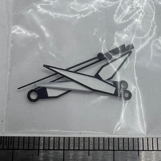 White diamond-shaped orange lume watch hands for ETA2836/2846/2824 movements, enhancing visibility and style.