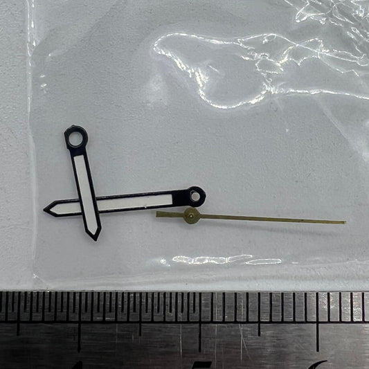 Luminous black trim watch hands for Miyota 2035 quartz movement by P1-H4-C99, ideal for precise timekeeping.