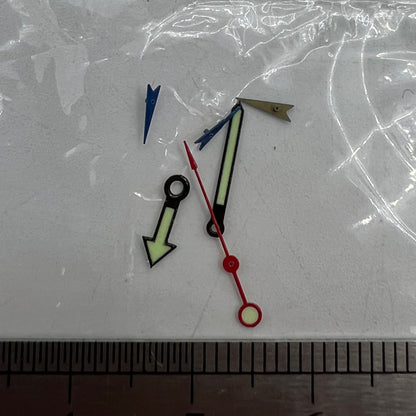 Green Luminous Black Trim Red Blue Second Watch Hands for Miyota 0S80 Movement