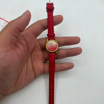 Montre mécanique manuelle Seagull pour femme, dégradé de rouge, clou doré, calendrier simple