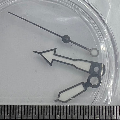 Green luminous watch hands with silver trim by Miyota, 12.5mm for NH35/NH36/NH38 movements.