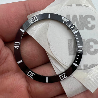 38 mm/30,8 mm matt poliert GMT SUB schwarze Keramik-Uhrenlünette Einsatz Uhrenteile