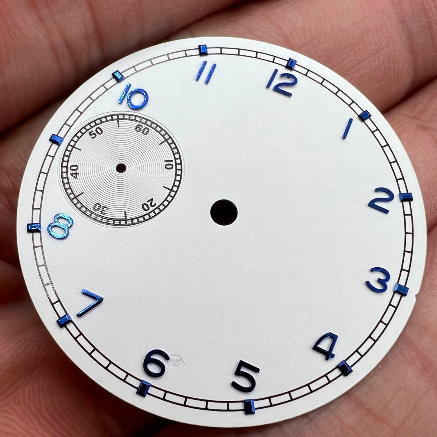 White 37mm BP08 pilot watch dial for ETA 6497 movement, perfect for custom watch projects.