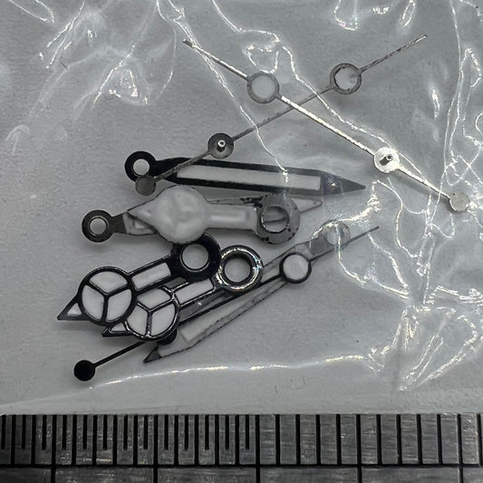 Black lume watch hands with black trim, 12mm, for Seagull ST6 automatic mechanical movement accessories.