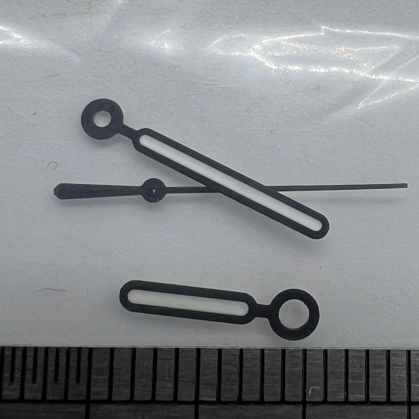 Green luminous watch hands with black trim for NH35A/NH36A movement, precision fit by BB11.