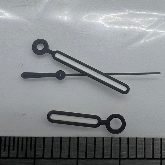 Green luminous watch hands with black trim for NH35A/NH36A movement, precision fit by BB11.