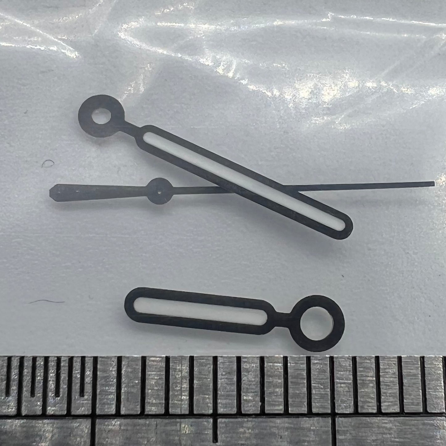 Green luminous watch hands with black trim, precision fit for NH35A/NH36A movement by BB11.