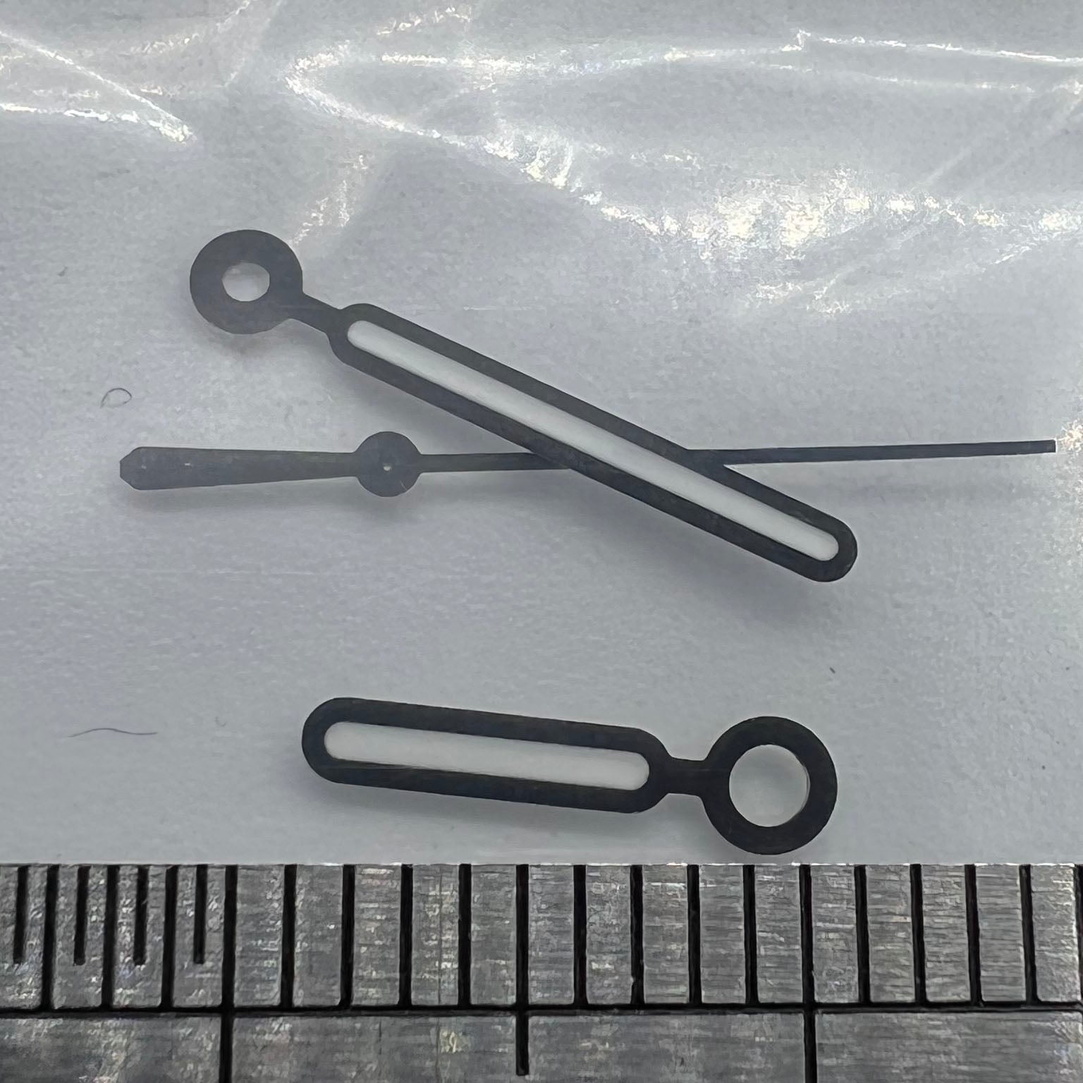 Green luminous watch hands with black trim, precision fit for NH35A/NH36A movement by BB11.