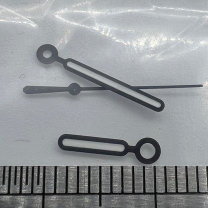 Green luminous watch hands with black trim, precision fit for NH35A/NH36A movement by BB11.