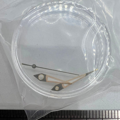 Golden arrow-shaped luminous watch hands with trim, 14mm, for Miyota NH35/NH36/NH38