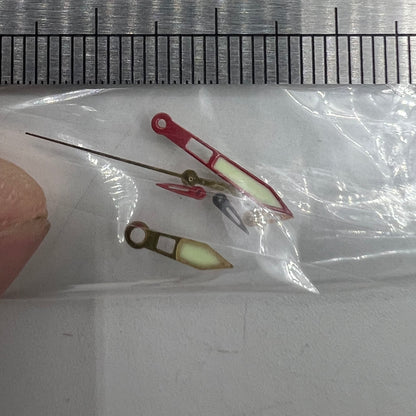 Red-trimmed green lume watch hands 19x14x9mm compatible with Miyota OS10 movement.