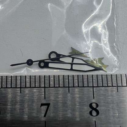 Dark blue arrow-shaped 13mm watch hands for Miyota OS, precise timing.