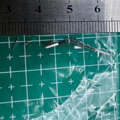 Silver and black 13mm luminous watch hands for Miyota OS series, precise glow for night readability.