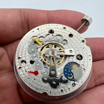 Dandong Silber Hohlstern Mondphase Automatisches mechanisches Uhrwerk