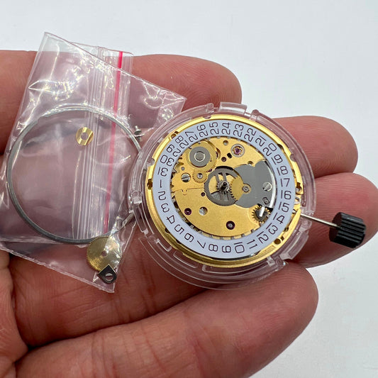 TIANJIN ST2130 golden mechanical watch movement with single calendar feature, compatible with 2836-2/2824-2 models.