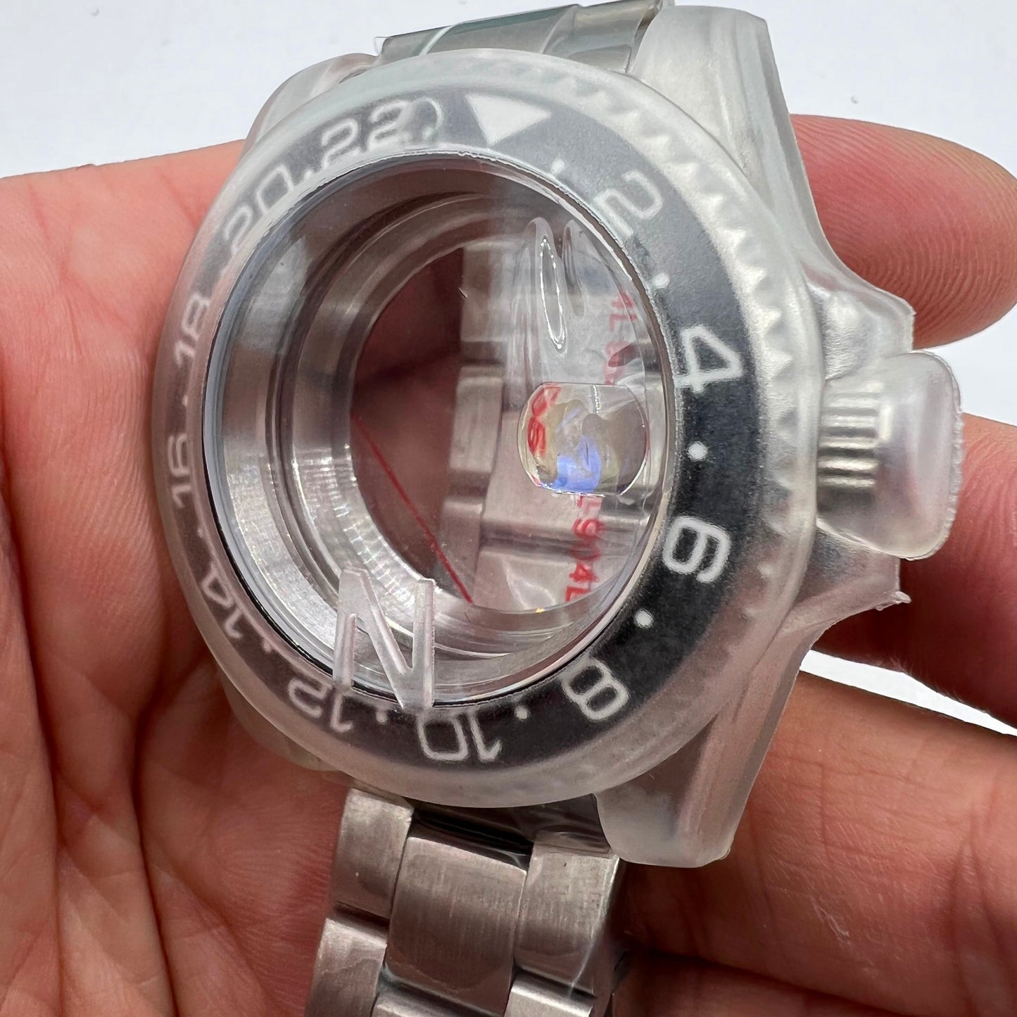 Transparent 40MM sapphire glass watch case with strap for NH35/NH36, 22 colors accessory.