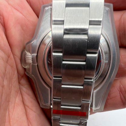 Transparent 40MM sapphire glass watch case with strap for NH35/NH36, available in 22 colors. Durable and stylish watch accessory.