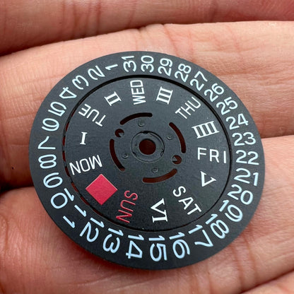 Disque de date noir en police romaine/anglaise pour mouvement NH36, 3,8 positions