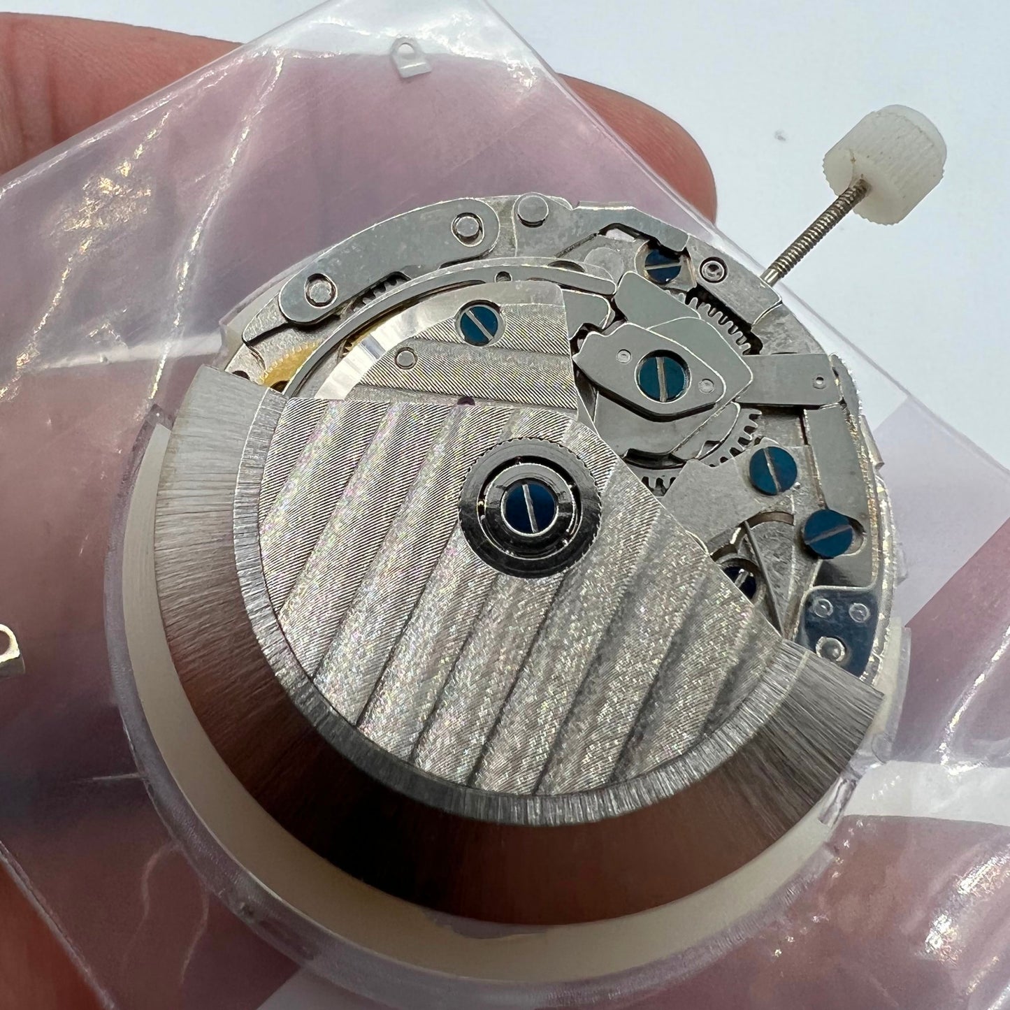 Automatic Chronograph watch with Asian 7750, black dial, calendar at 4:30, seconds subdial at 9, precise ETA 7750 mechanism.