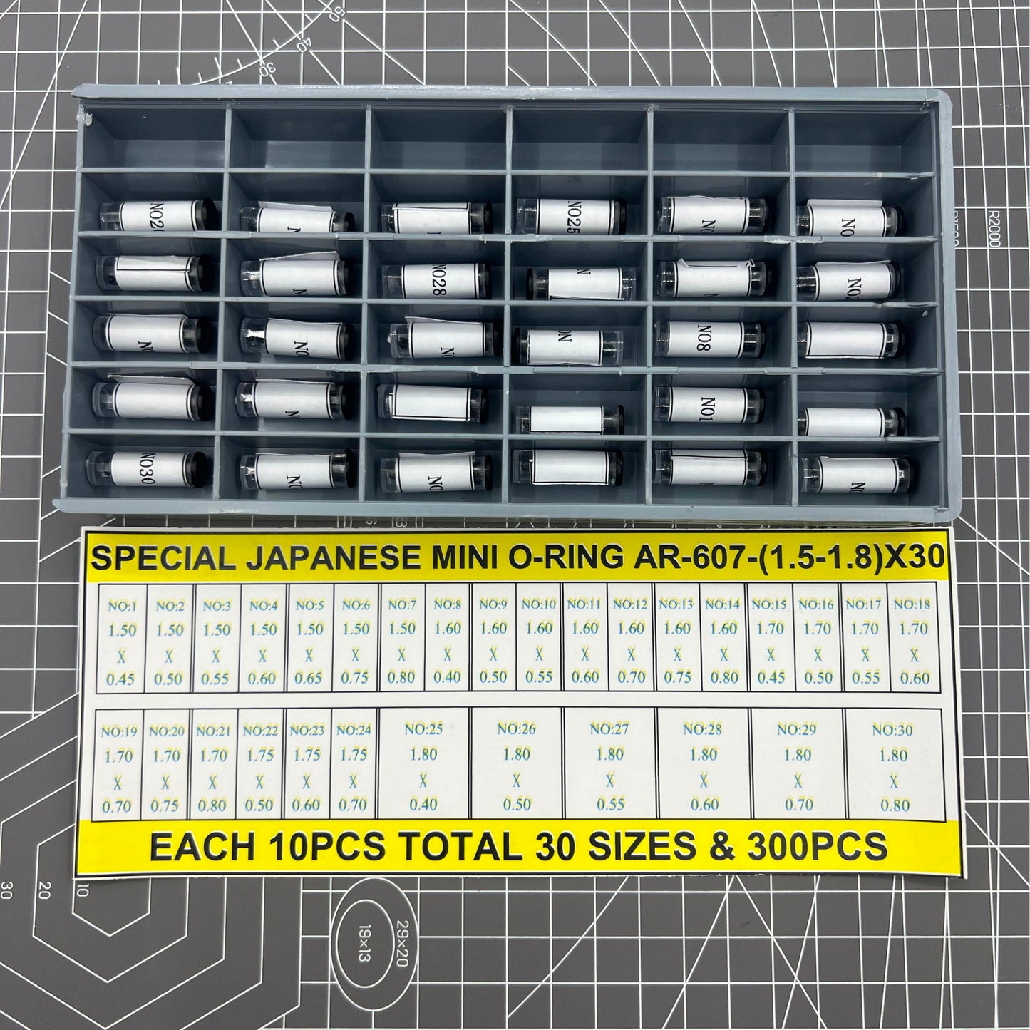 300pcs Japan Waterproof Mini O-ring Kit, 30 Sizes 1.5-1.8mm for Watch Crown Seal Replacement