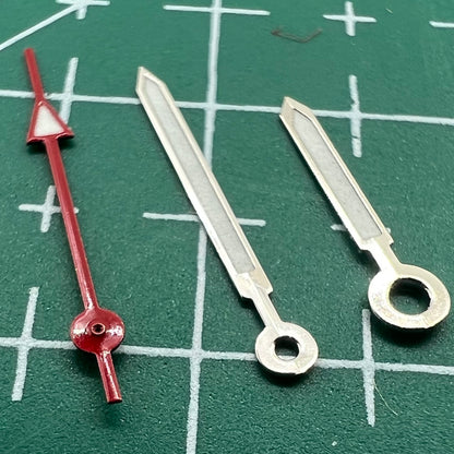 Green luminous red second watch hands set, compatible with Miyota 2035, 2115, 2105, 2305 movements.