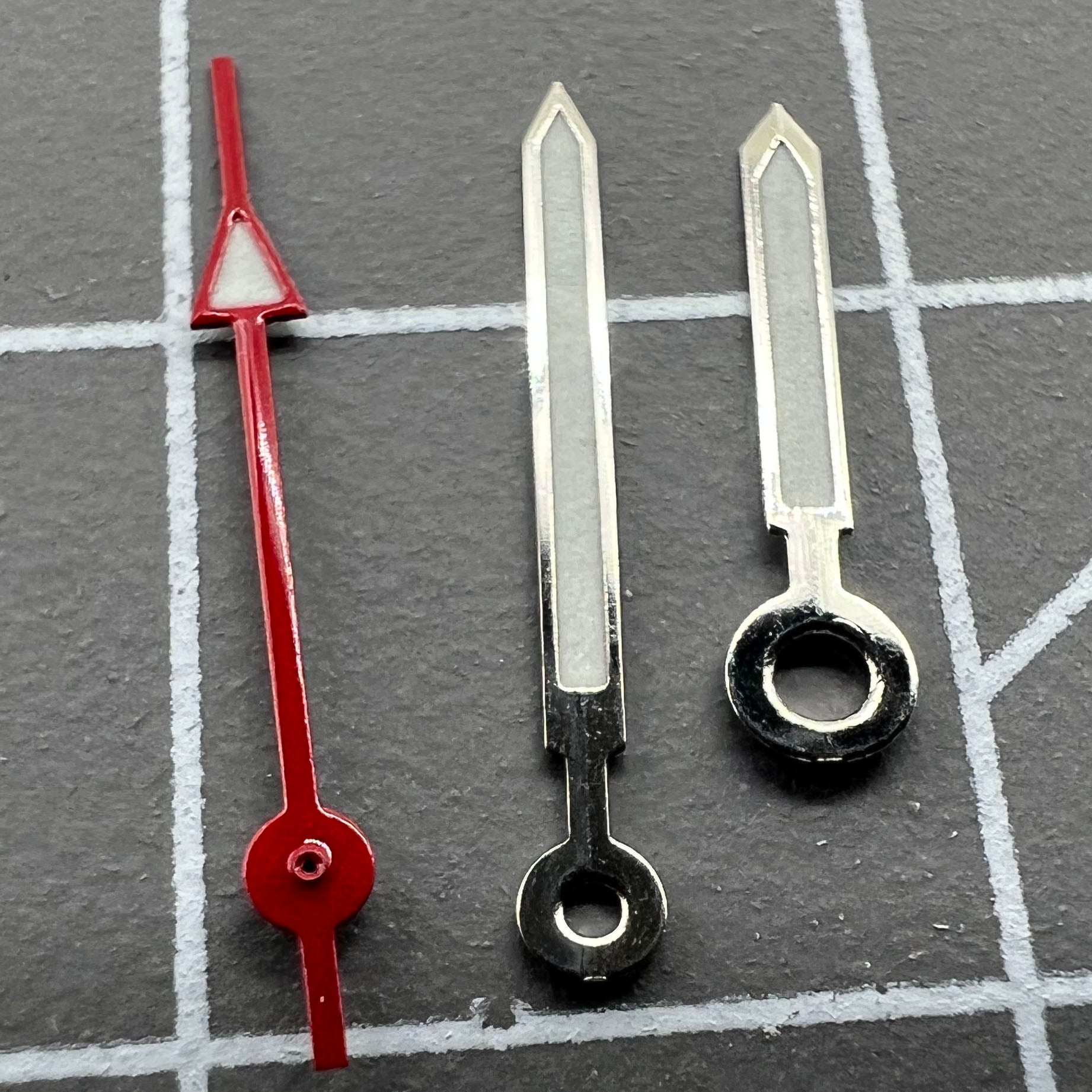 Red second hand and green luminous watch hands set for Miyota 2035, 2115, 2105, 2305 movements.