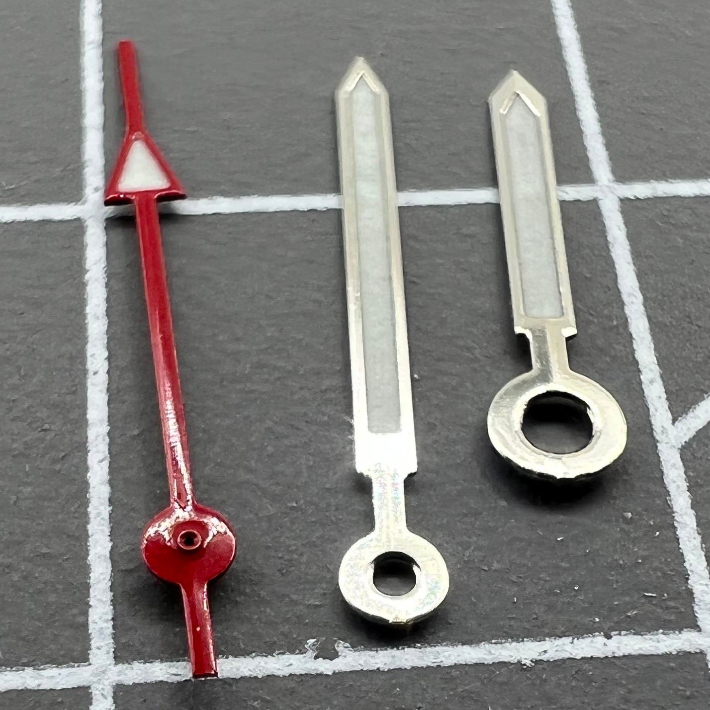 Red second hand and green luminous watch hands set for Miyota 2035, 2115 movements