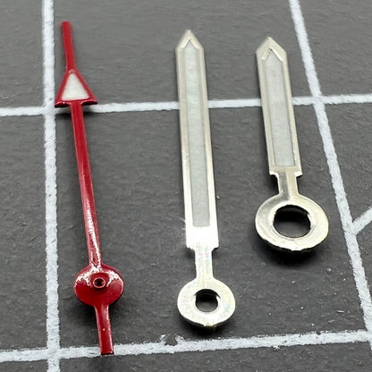 Red and green luminous watch hands set, compatible with Miyota 2035 series movements.